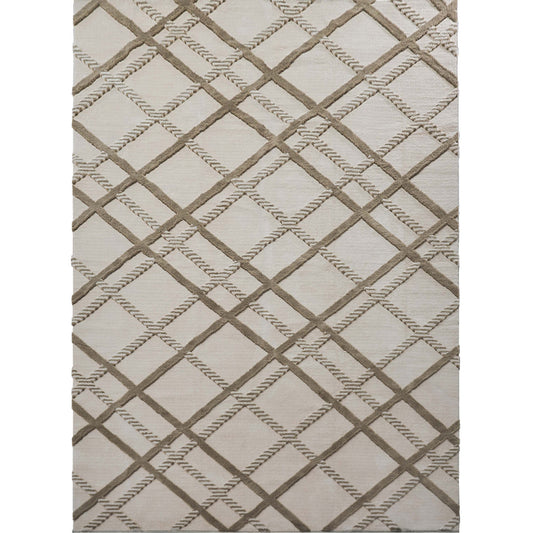 PureCozy Tamarix Modern Diamond Beige Shag Machine Washable Rug 