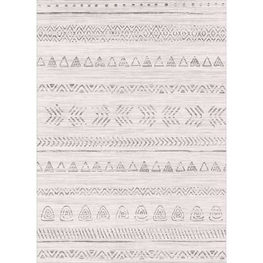 Mia Bohemian Gray Short Pile Machine Washable Area Rug