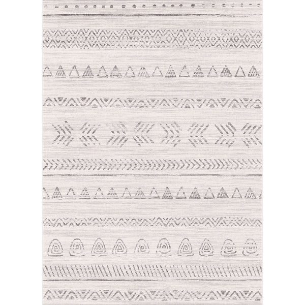 Mia Bohemian Gray Short Pile Machine Washable Area Rug