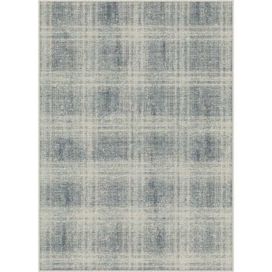 Azure Thread Modern Grid Pattern Blue Washable Area Rug