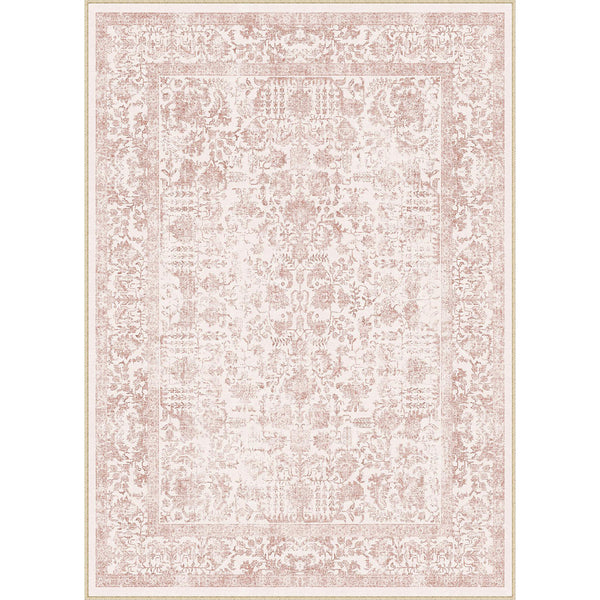 Sylva Vintage Persian Floral Pink Distressed Washable Rug