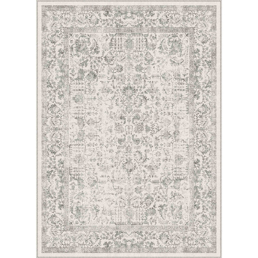 PureCozy Sylva Vintage Persian Floral Gray Distressed Washable Rug