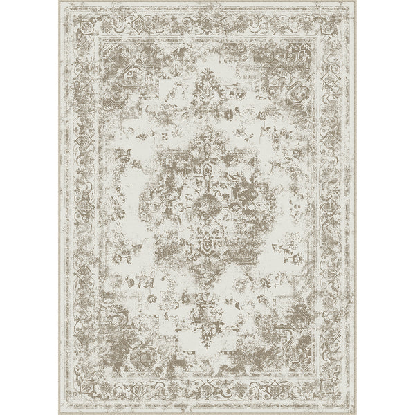 Jane Vintage Persian Medallion Brown Distressed Traditional Washable Rug