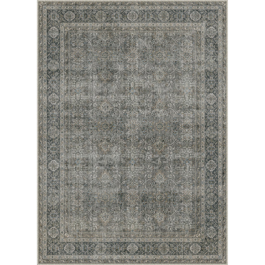 Selma Persian Vintage Gray Short Pile Distressed Washable Rug