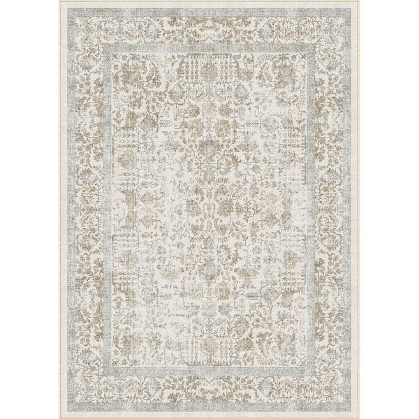 Sylva Vintage Persian Floral Taupe Distressed Washable Rug