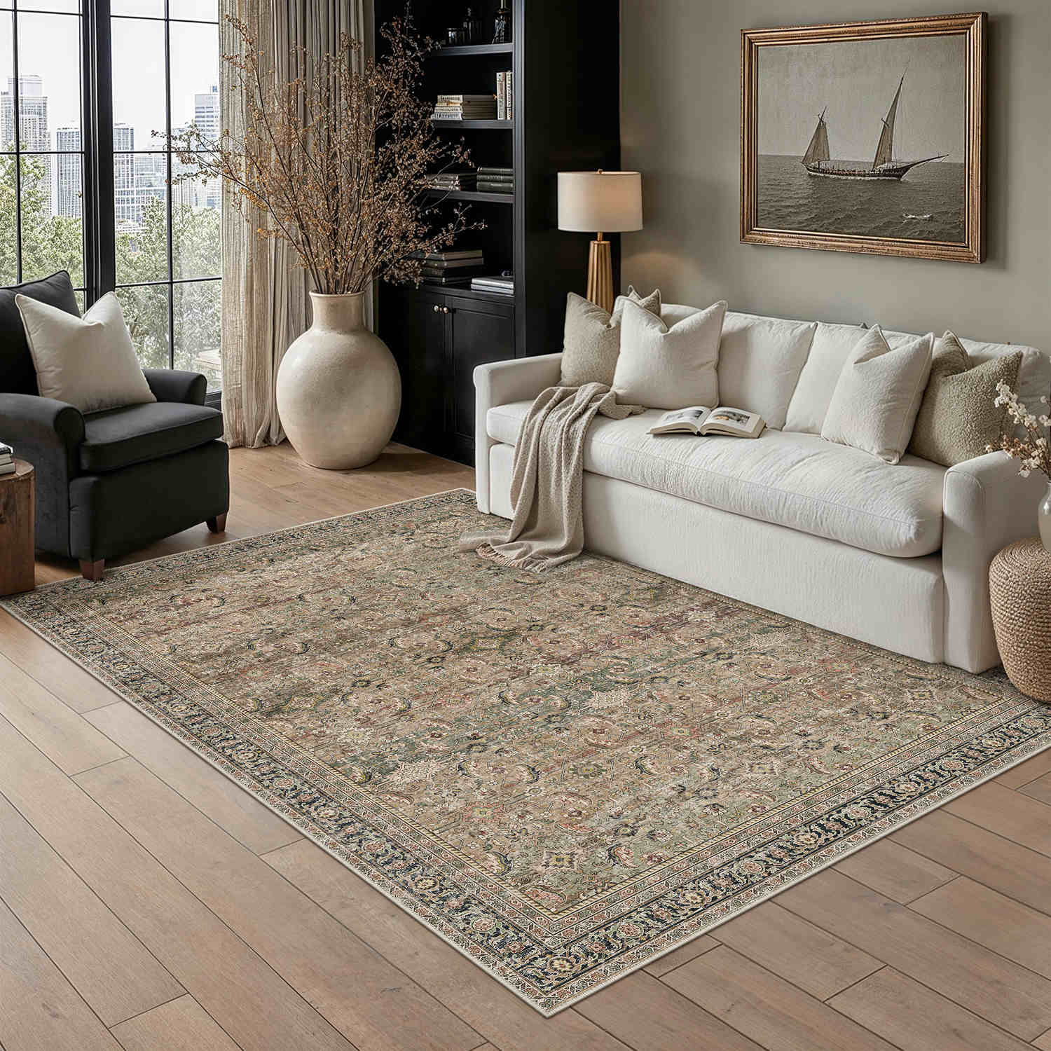 Amara Persian Vintage Brown Short Pile Traditional Distressed
