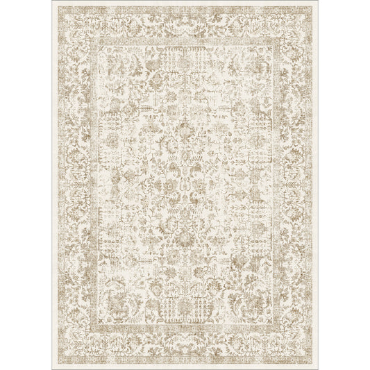 Sylva Vintage Persian Floral Light Brown Distressed Washable Rug