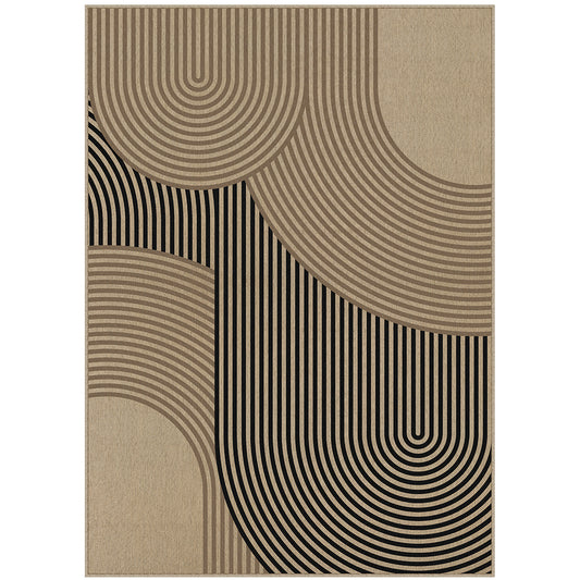 Echo Modern Geometric Striped  Brown Jute Washable Rug