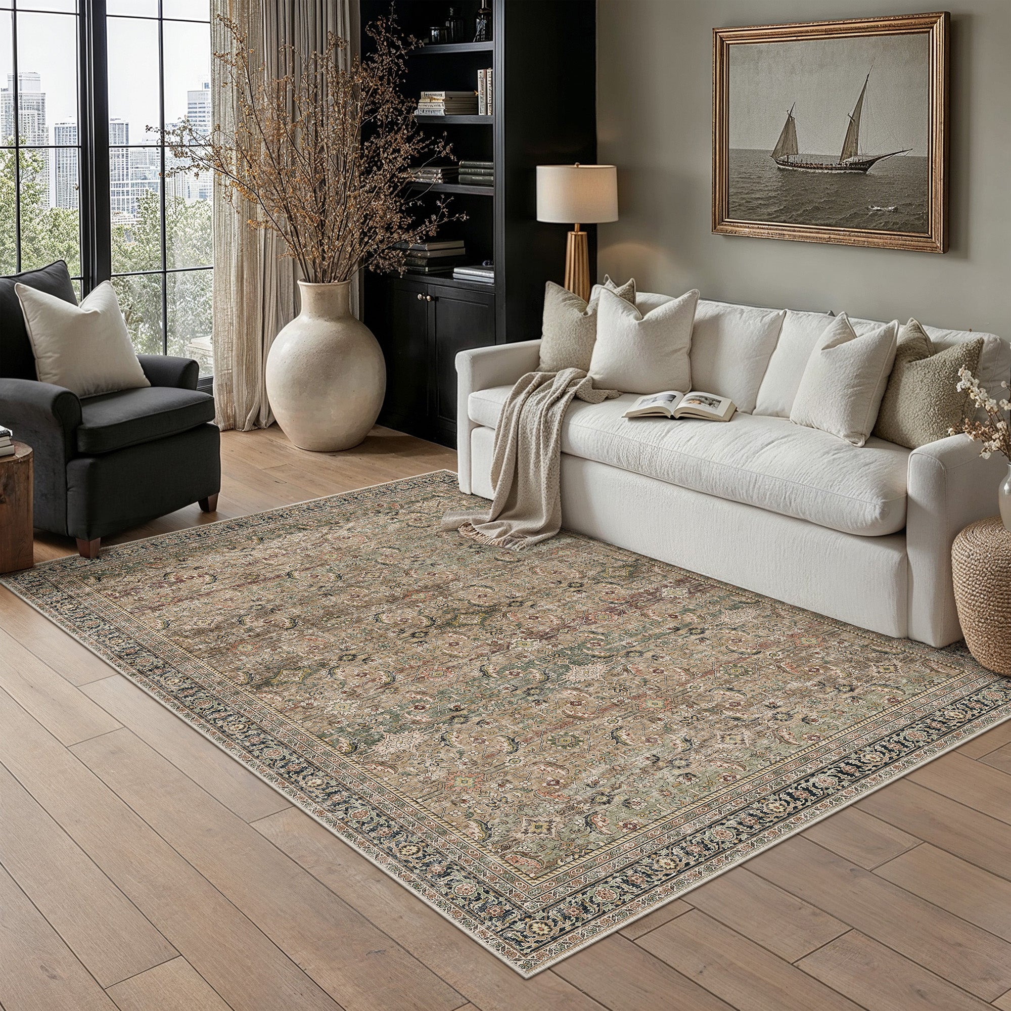 Amara Persian Vintage Brown Short Pile Traditional Distressed