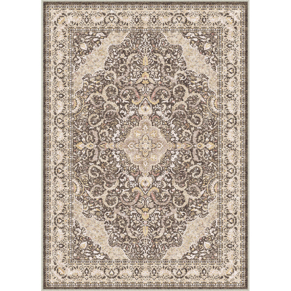 Alice Vintage Persian Brown Distressed Traditional Washable Rug