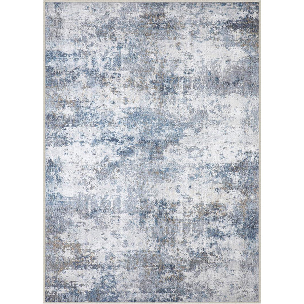 Dawn Modern Abstract Blue Short Pile Washable Rug