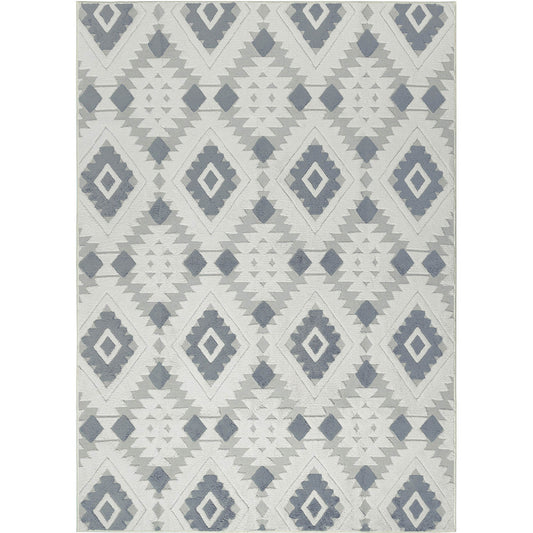 PureCozy Gear Modern Geometric Gray Shag Washable Rug 