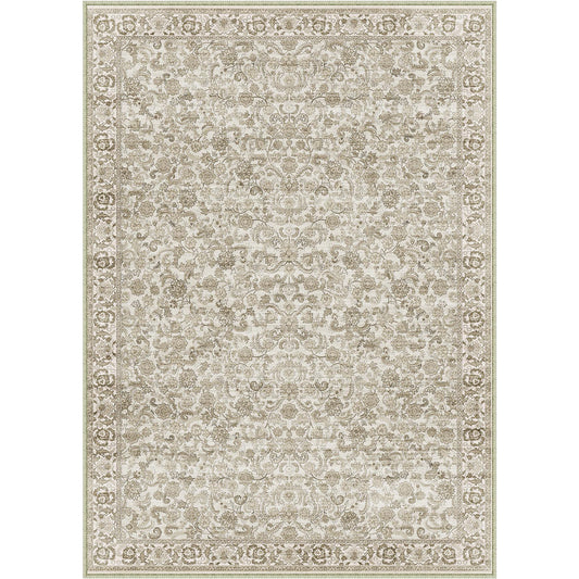 Forest Vintage Floral Brown Short Pile Traditional Washable Rug