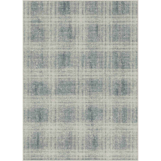 PureCozy Azure Thread Modern Grid Pattern Blue Washable Area Rug 