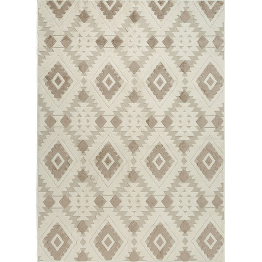 Gear Modern Geometric Brown Shag Washable Rug
