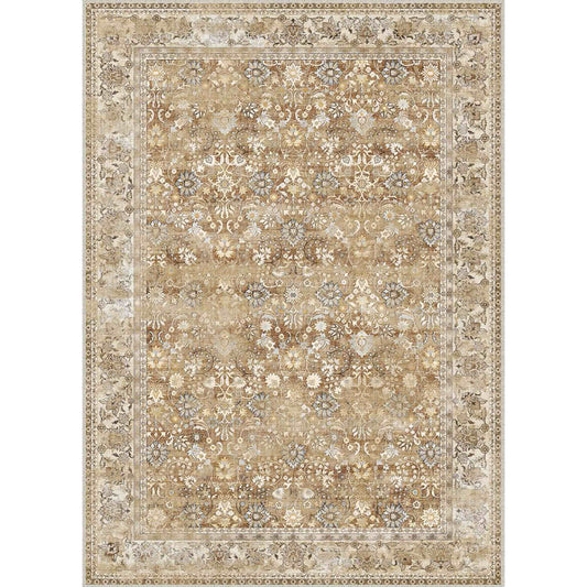 PureCozy Thorned Garden Persian Vintage Beige Traditional Washable Rug 