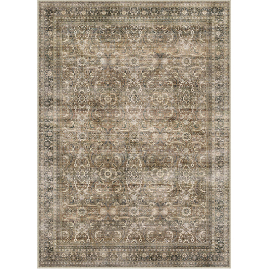 Soraya Persian Vintage Brown Short Pile Distressed Washable Rug