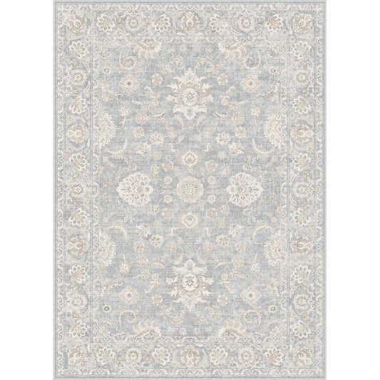 PureCozy Everbloom Vintage Floral Blue Short Pile Traditional Washable Rug 