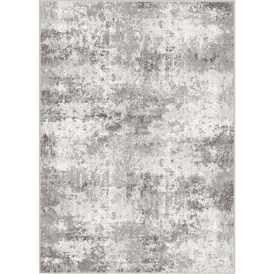 Dawn Modern Abstract Gray Short Pile Washable Rug