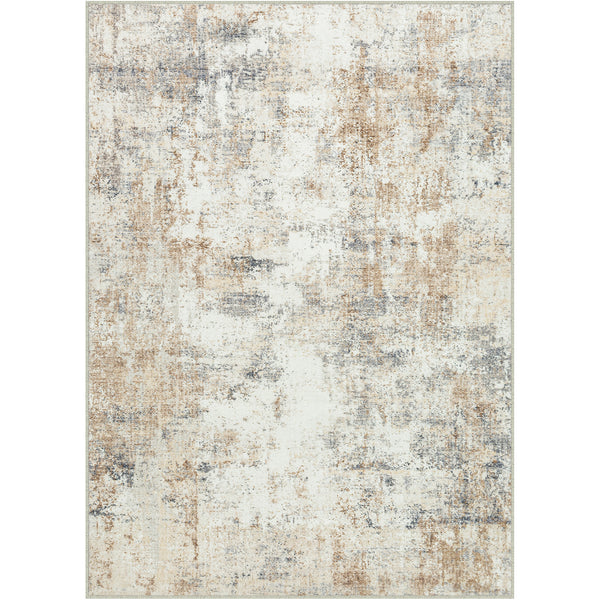 Halo Modern Abstract Brown Short Pile Washable Area Rug