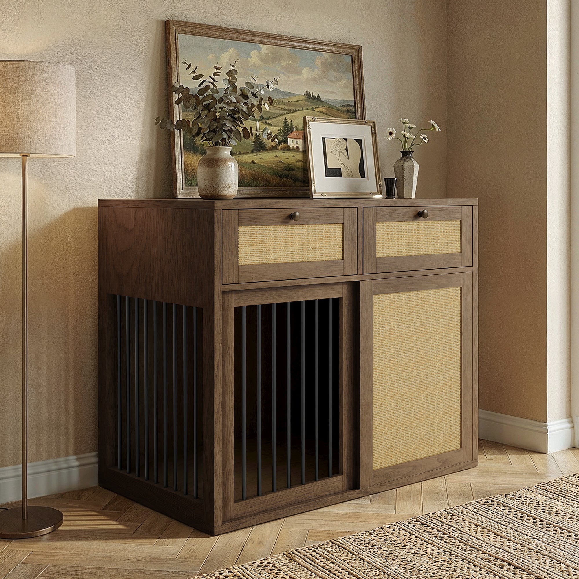 PureCozy Wooden Furniture Style Dog Crate With 1 Door