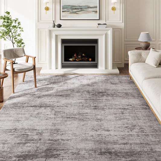 Aurora Modern Abstract Gray Washable Area Rug