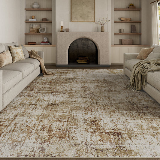 Rainbow Modern Abstract Brown Machine Washable Rug