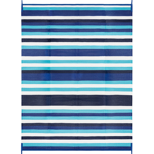 Stripes Modern Striped Blue White Outdoor Rug