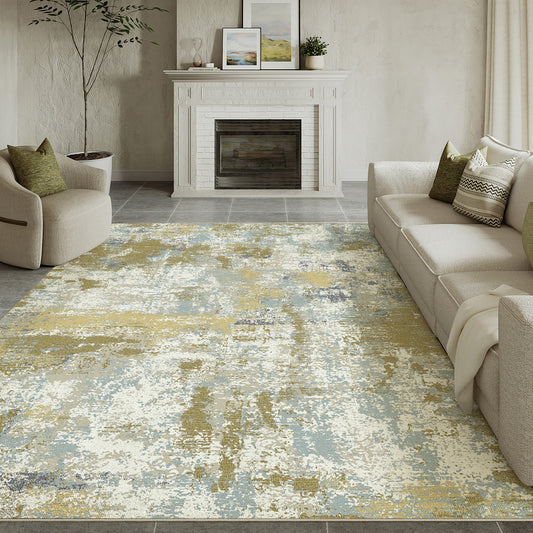 Morning Haze Modern Abstract Brown Machine Washable Rug