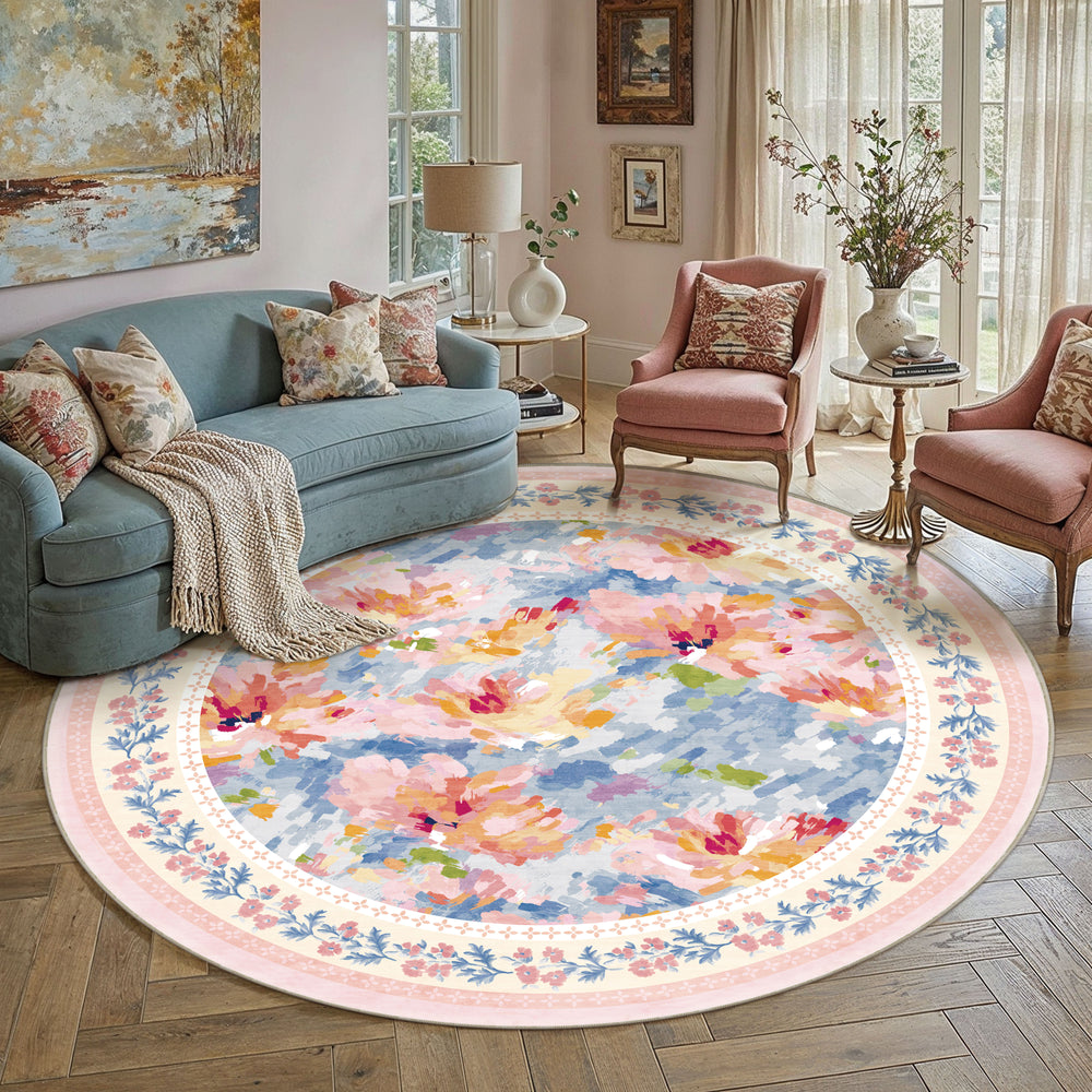 Lotus Bloom Modern Floral Pink Washable Area Rug – PureCozy