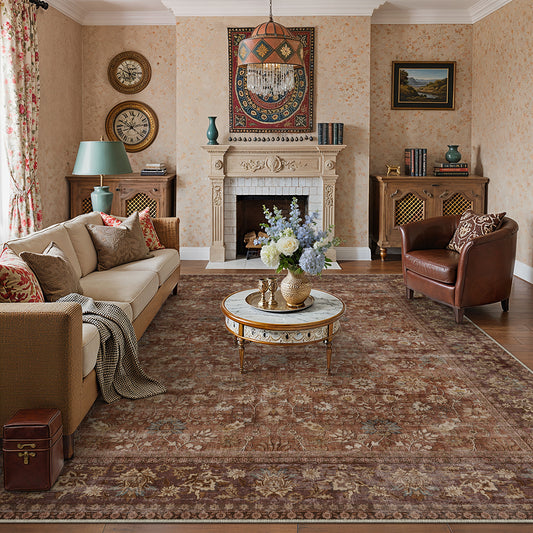 Thorned Garden Persian Vintage Red Traditional Washable Rug