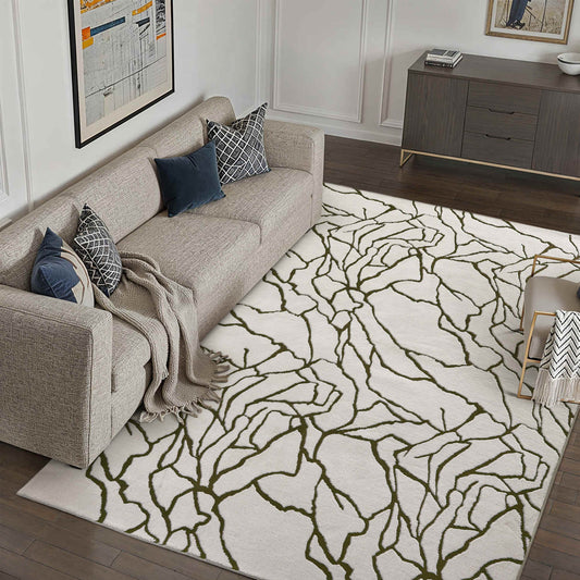 PureCozy Awake Modern Geometric Light Gray Shag Machine Washable Rug 8x10