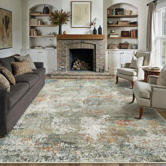 Roman Holiday Modern Abstract Gray Machine Washable Rug