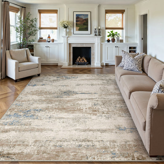 Tide Modern Abstract Brown Machine Washable Rug