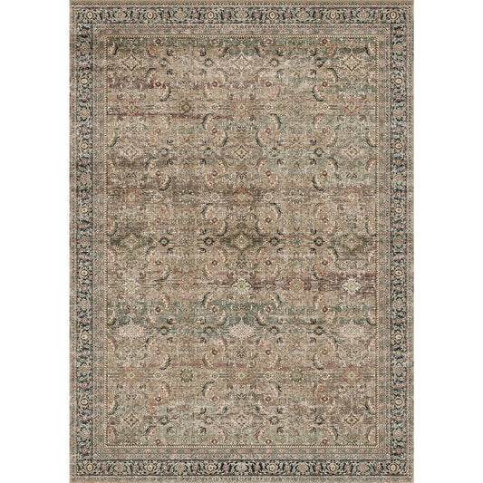 Amara Persian Vintage Brown Short Pile Traditional Distressed Washable Rug