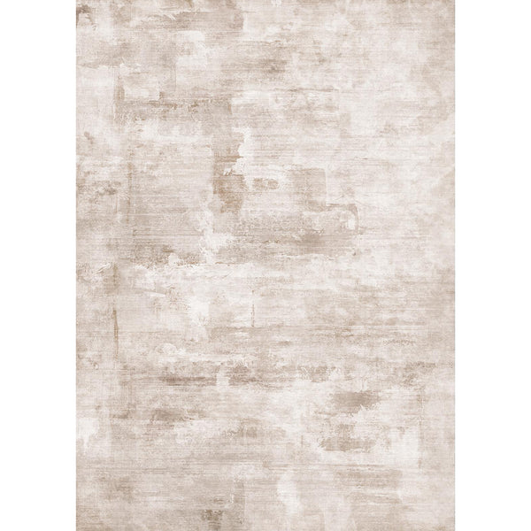 Monet Modern Abstract Beige Short Pile Washable Area Rug