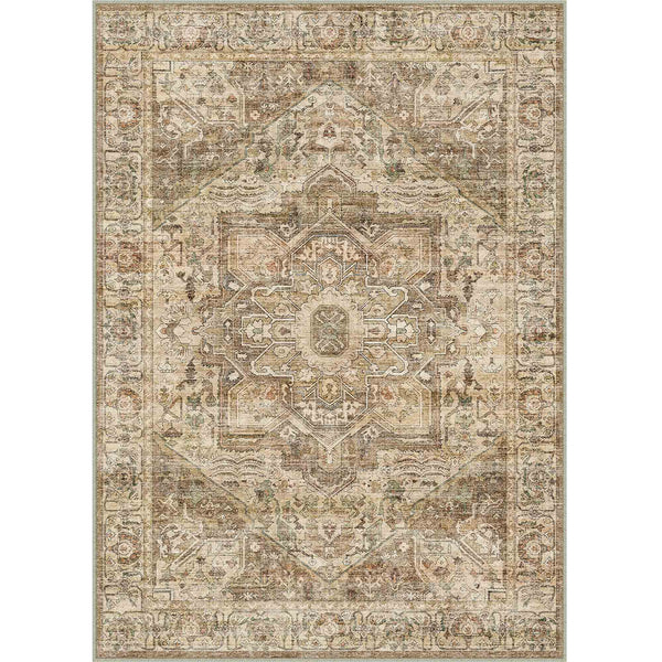 Mandala Persian Retro Medallion Brown Short Pile Washable Rug