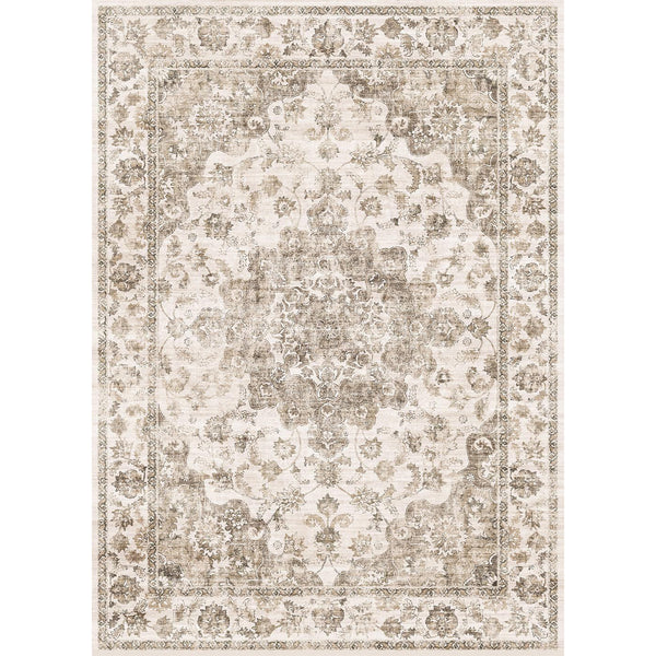 Juliet Vintage Floral Brown Short Pile Traditional Washable Rug