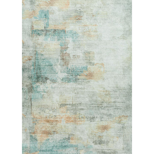 Monet Modern Abstract Blue Short Pile Washable Area Rug