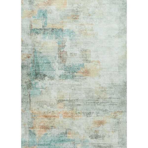 Monet Modern Abstract Blue Short Pile Washable Area Rug