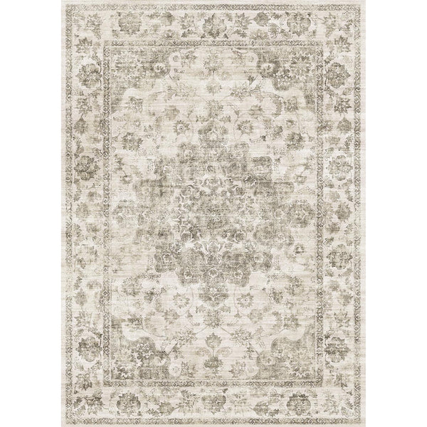 Juliet Vintage Floral Taupe Short Pile Traditional Washable Rug