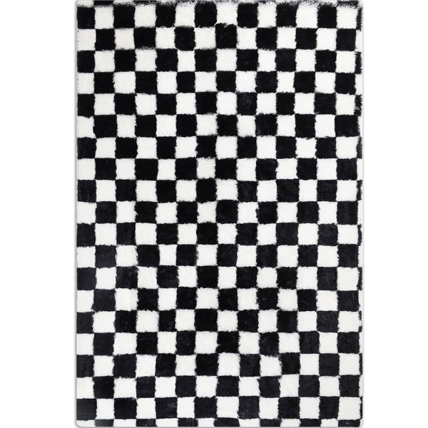 Shag Ultra-Soft Fluffy Area Rugs for Living Room Nursery Bedroom High-Plie Soft Checkered Rugs