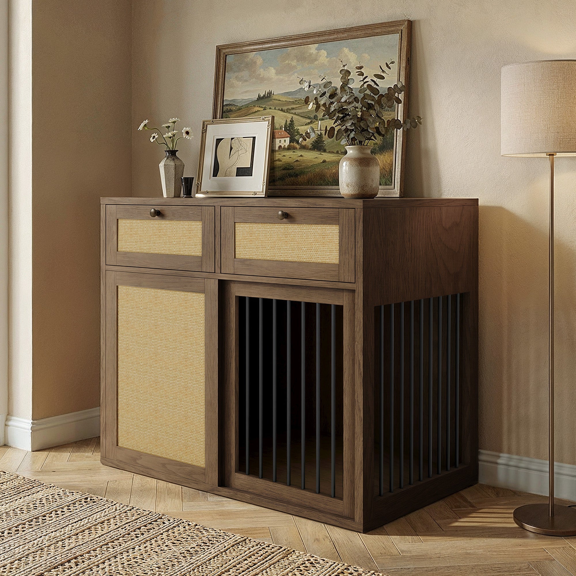PureCozy Wooden Furniture Style Dog Crate With 1 Door