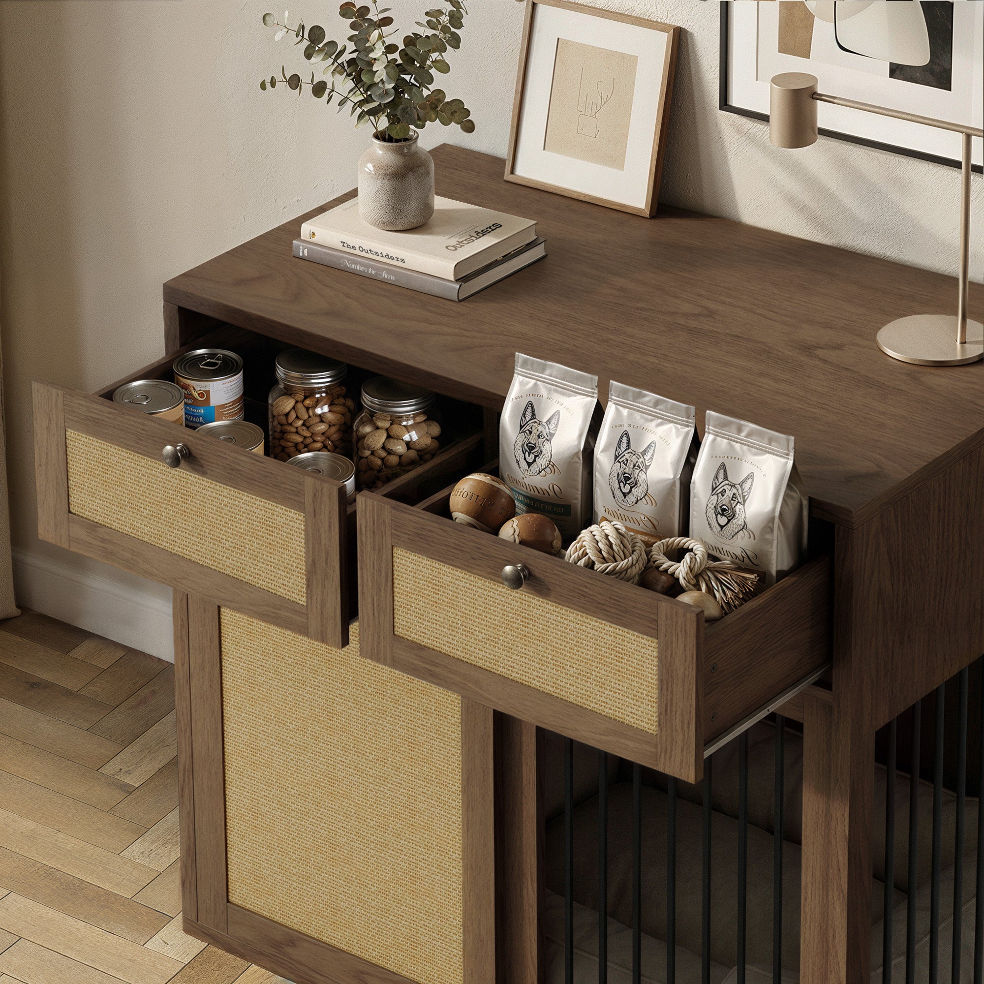 PureCozy Wooden Furniture Style Dog Crate With 1 Door
