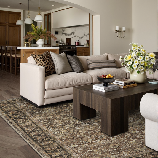 Thorned Garden Persian Vintage Brown Traditional Washable Rug