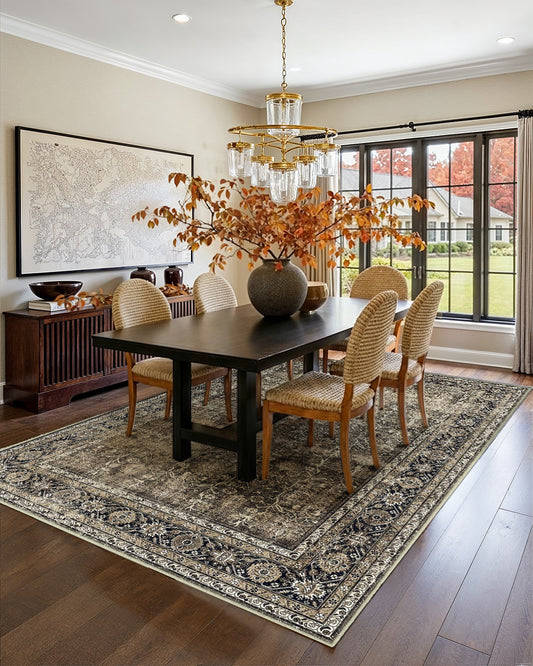 Selma Persian Vintage Brown Short Pile Distressed Washable Rug