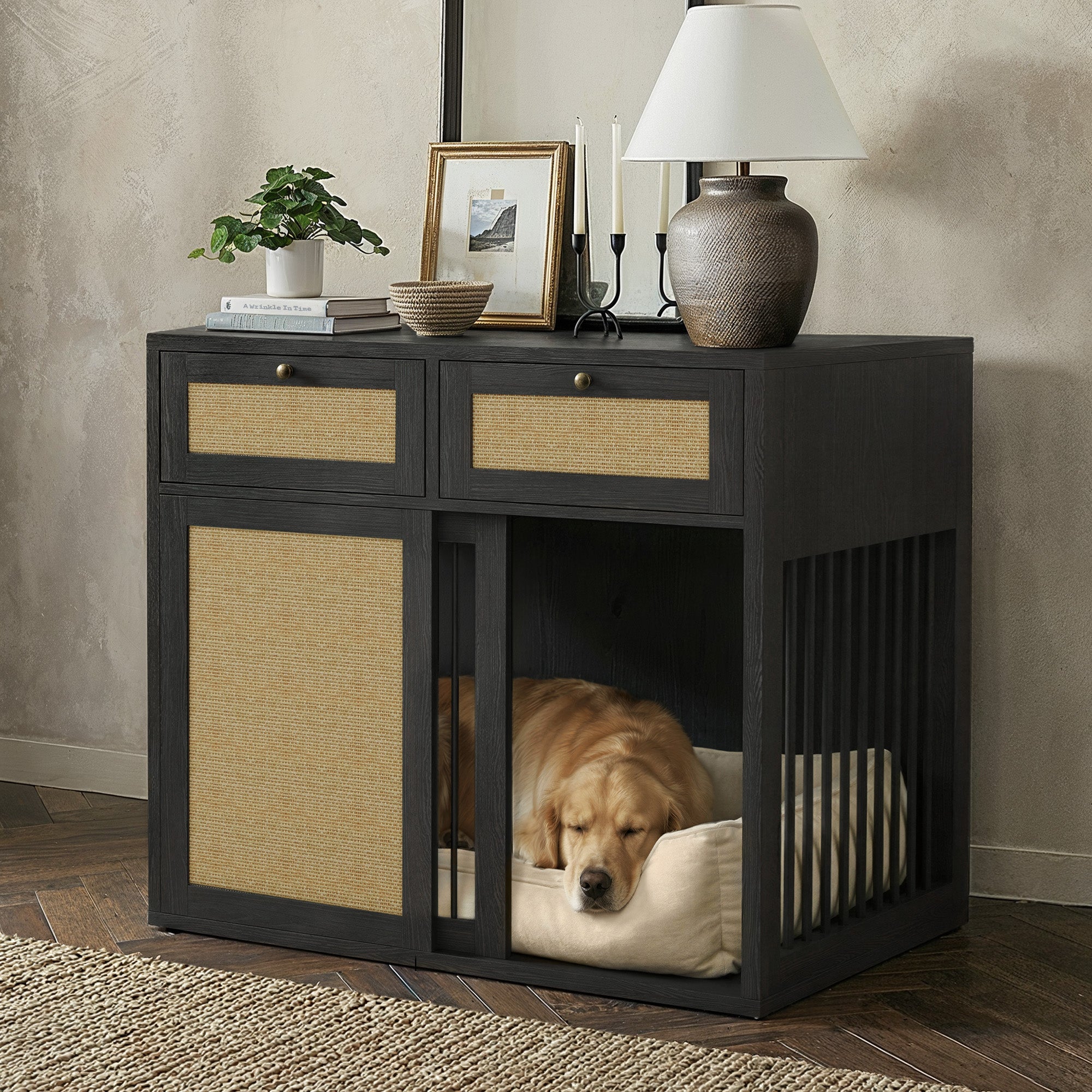 PureCozy Wooden Furniture Style Dog Crate With 1 Door