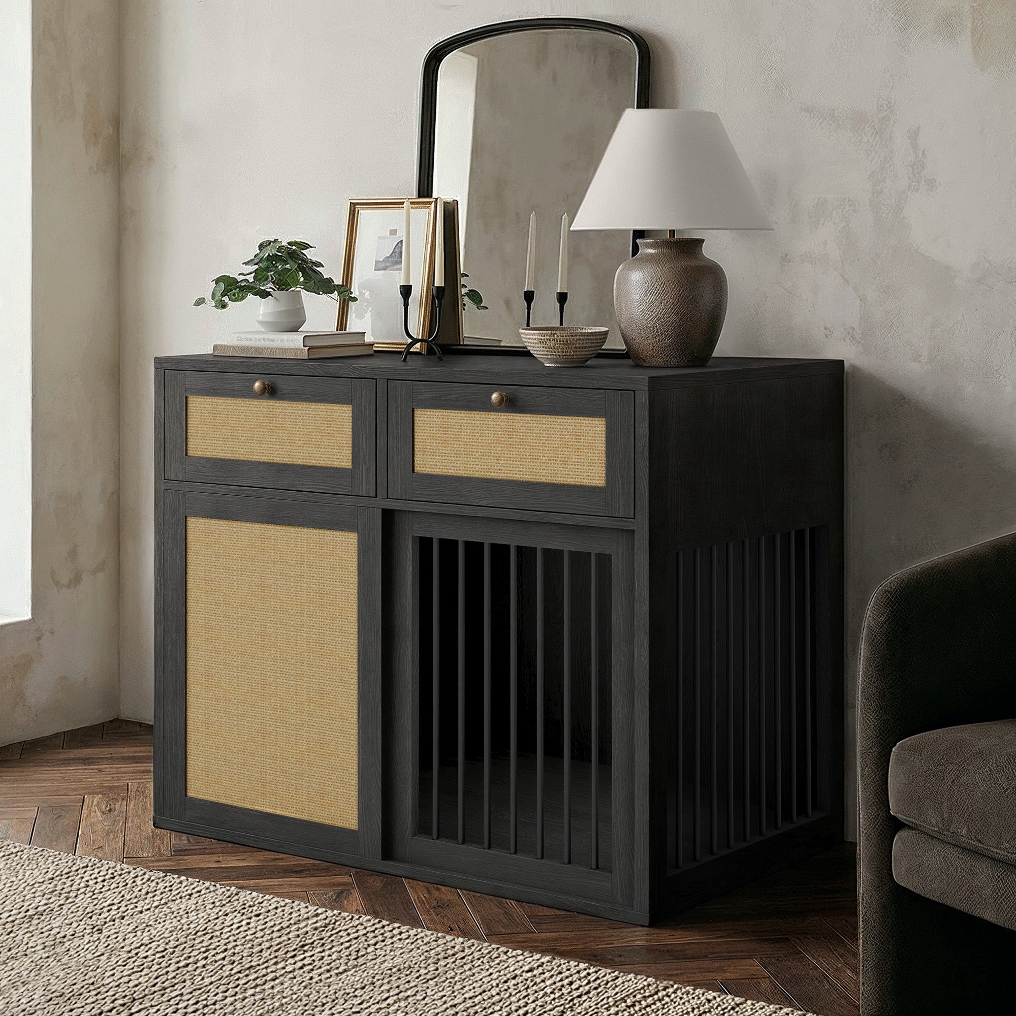PureCozy Wooden Furniture Style Dog Crate With 1 Door
