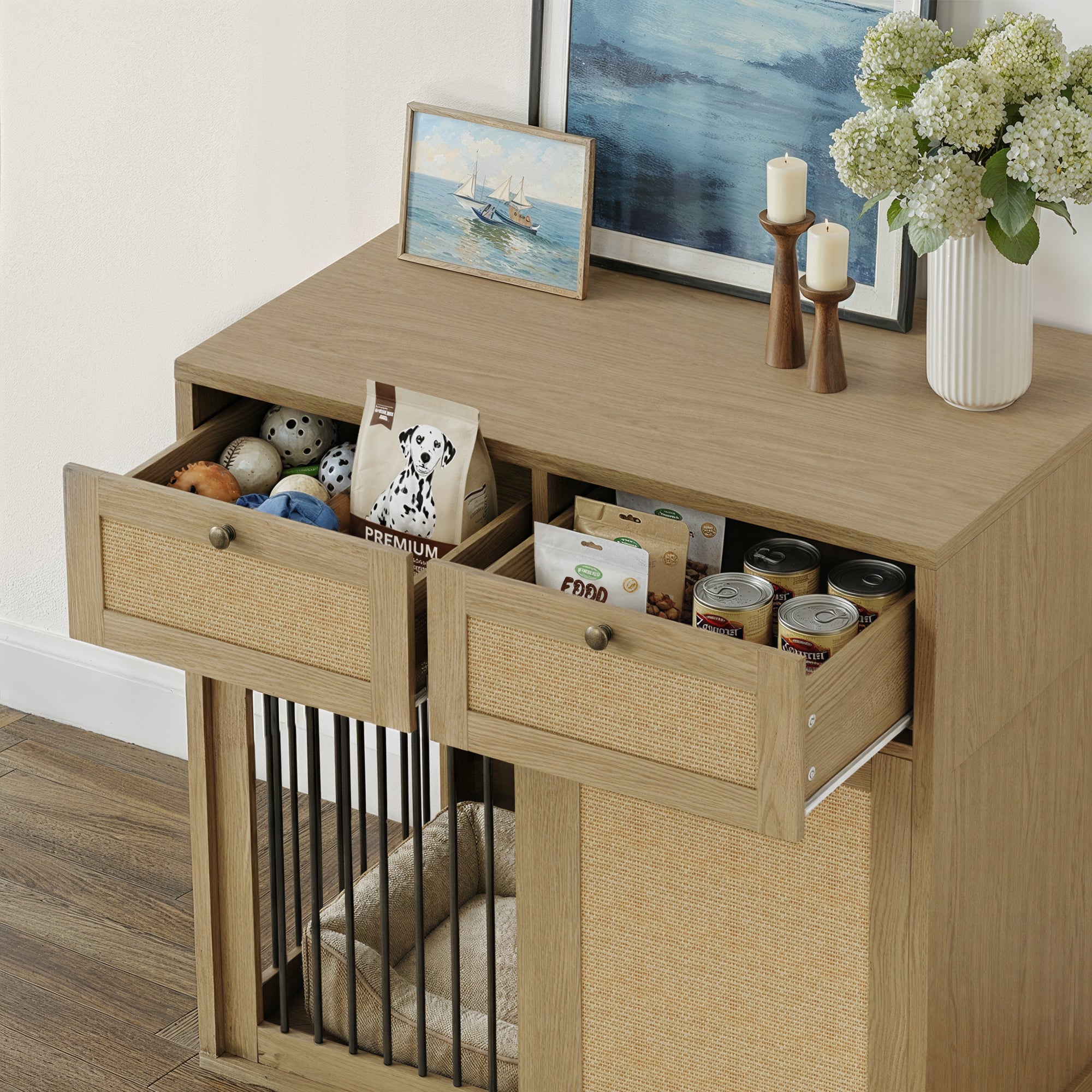 PureCozy Wooden Furniture Style Dog Crate With 1 Door