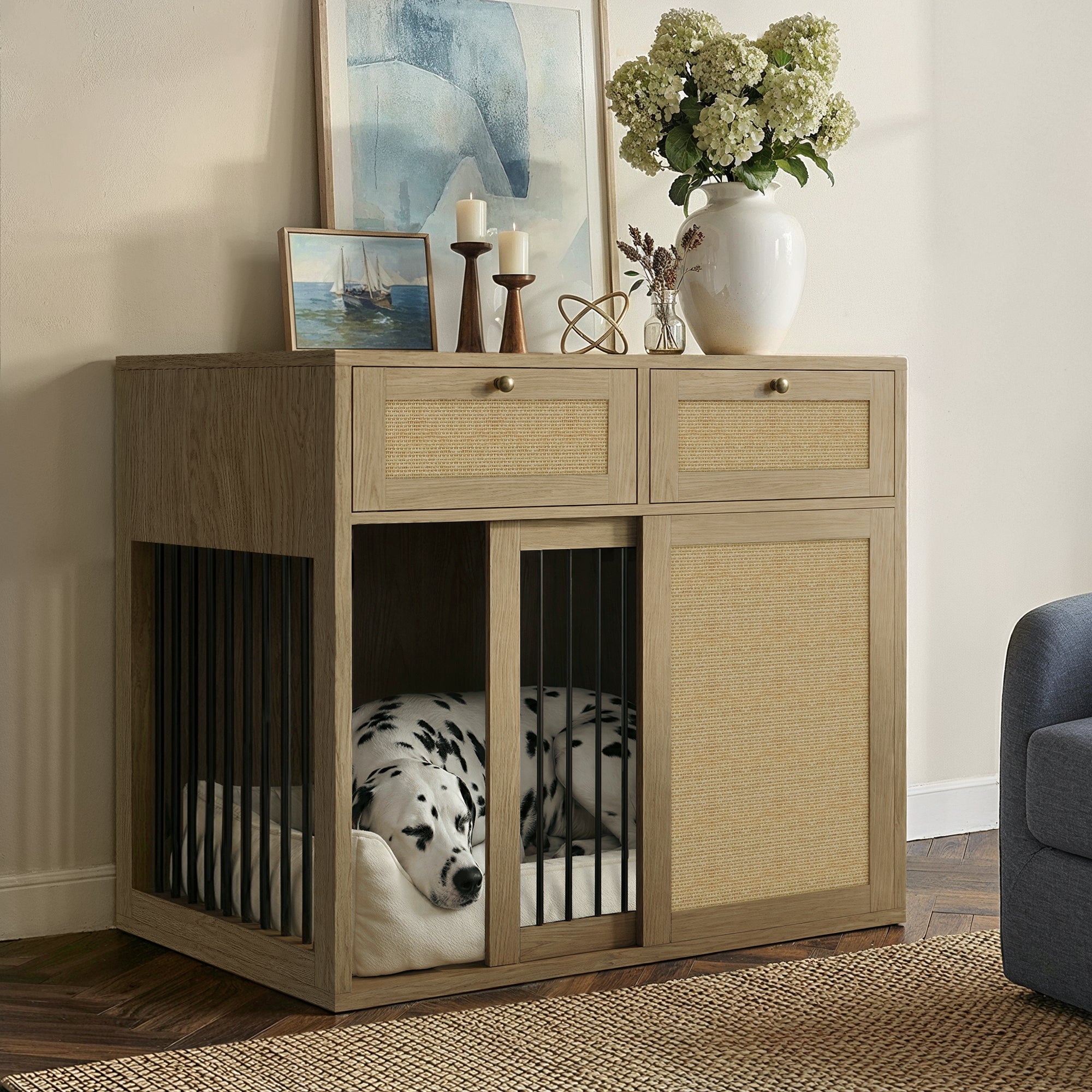 PureCozy Wooden Furniture Style Dog Crate With 1 Door